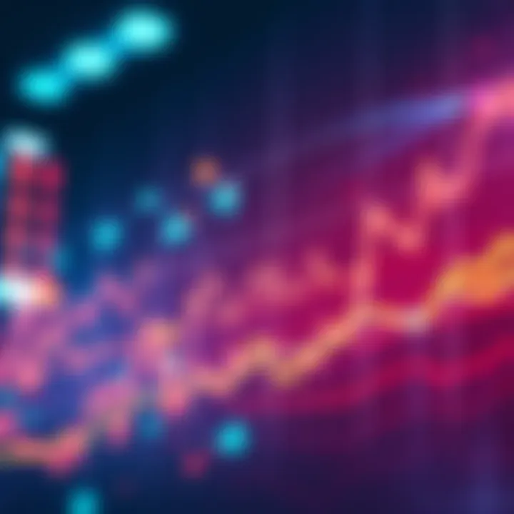 Graph showing market trends with upward arrows and fluctuating lines
