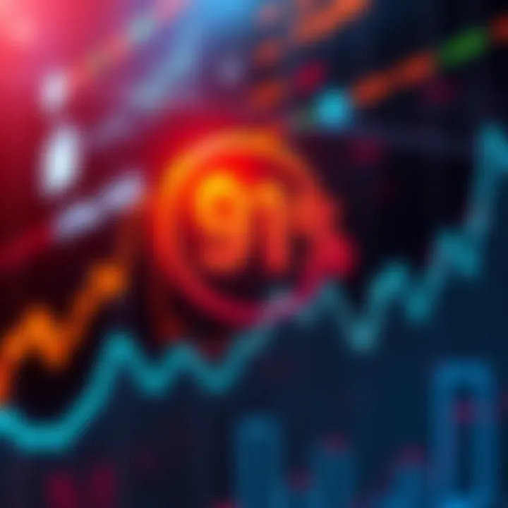 A graph showing fluctuating market prices with an overlay of a 91% ownership stake icon
