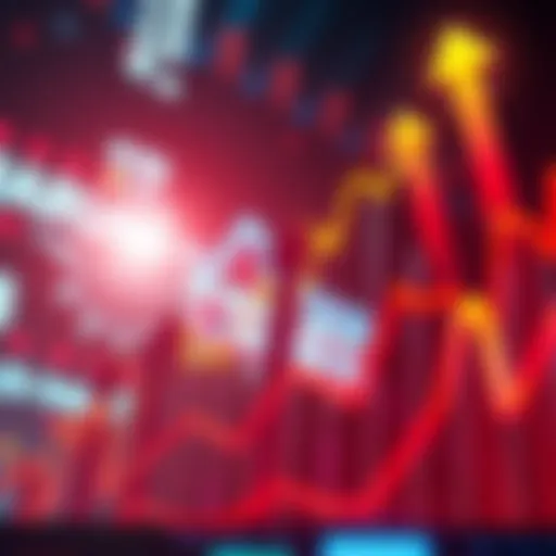 A graph showing rising prices and market growth with arrows pointing upward, symbolizing excitement and increase in value.