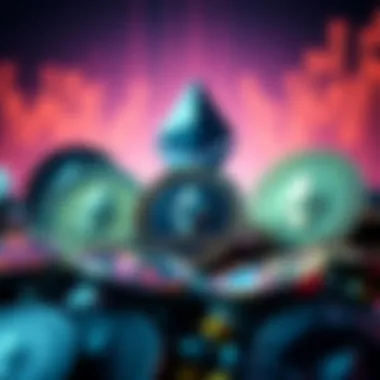 Meme Coins in Focus A group of meme coins like LINK, PEPE, SPX6900, and MOG with Ethereum symbols in the background, showing potential growth