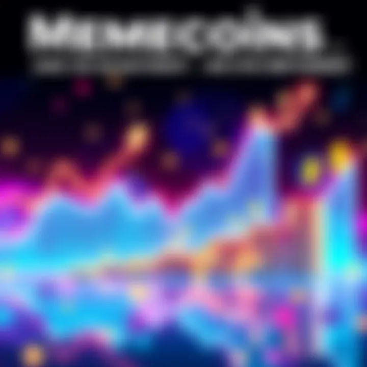 An illustration showing high liquidity memecoins with rising graphs and dollar signs, symbolizing potential returns in trading.