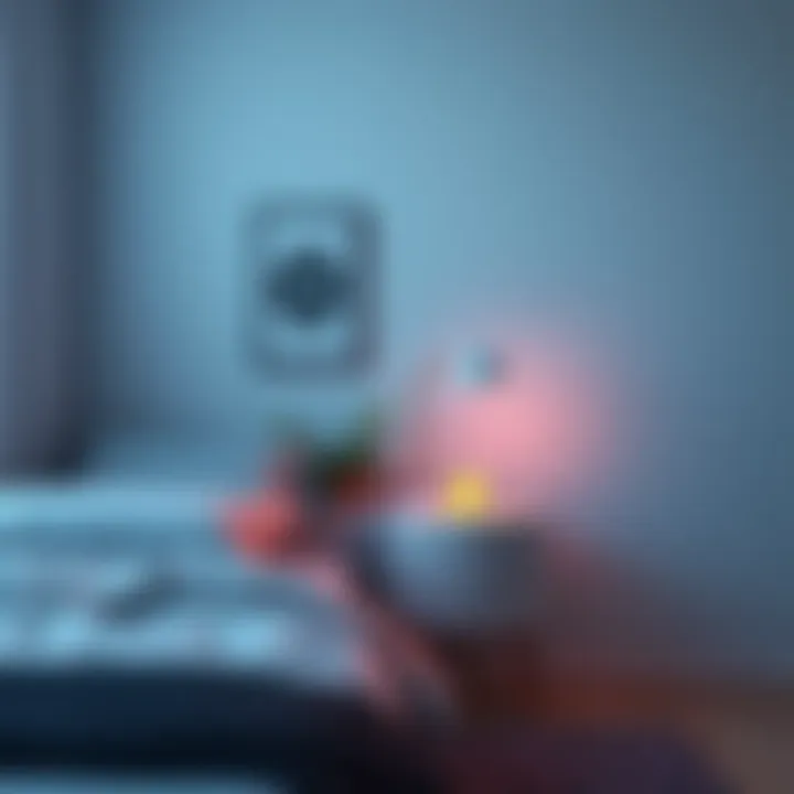 A tidy minimalist bedroom featuring a bedside table with a Nexo token displayed prominently.
