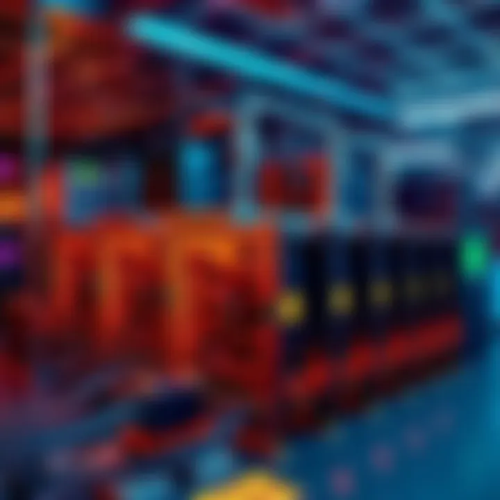A series of 10 S19K Pro mining units arranged in a small-scale operation, connected to power sources.