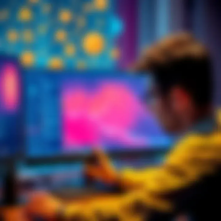 A visual representation of a person looking at a computer screen confused about a missing Monero transfer, with currency symbols and wallet icons in the background.