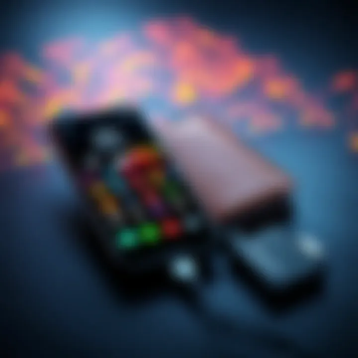 A smartphone displaying a mobile wallet app while connected to a hardware wallet, symbolizing cryptocurrency management.