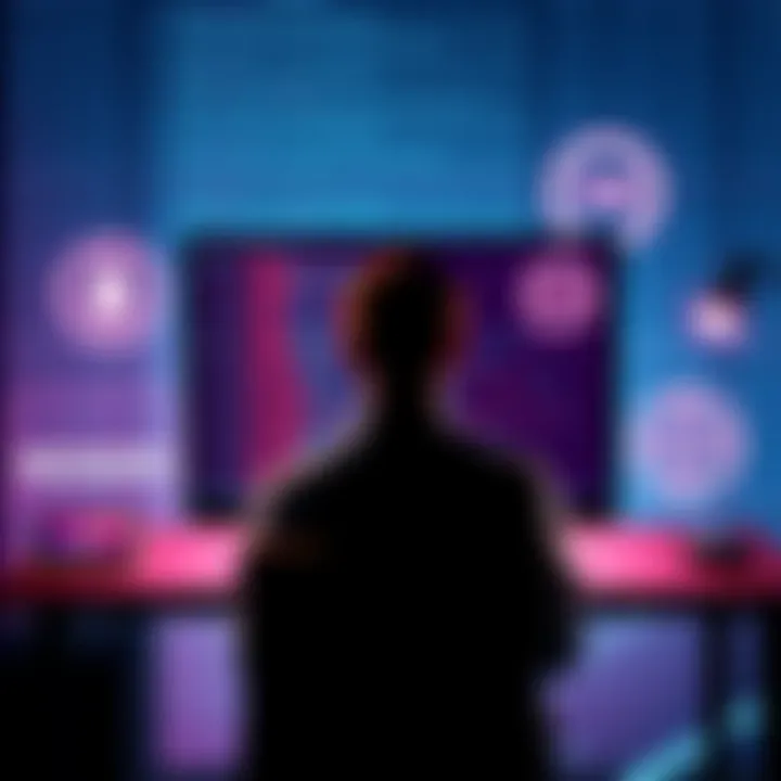 A person sits at a computer with code on the screen, surrounded by symbols of Monero, VPN, and TOR, illustrating the complexity of private crypto transactions.