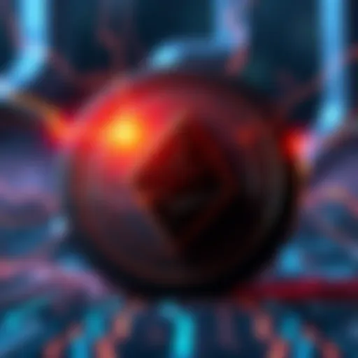 A visual representation of a Monero symbol under threat, signifying a 51% attack on the cryptocurrency network