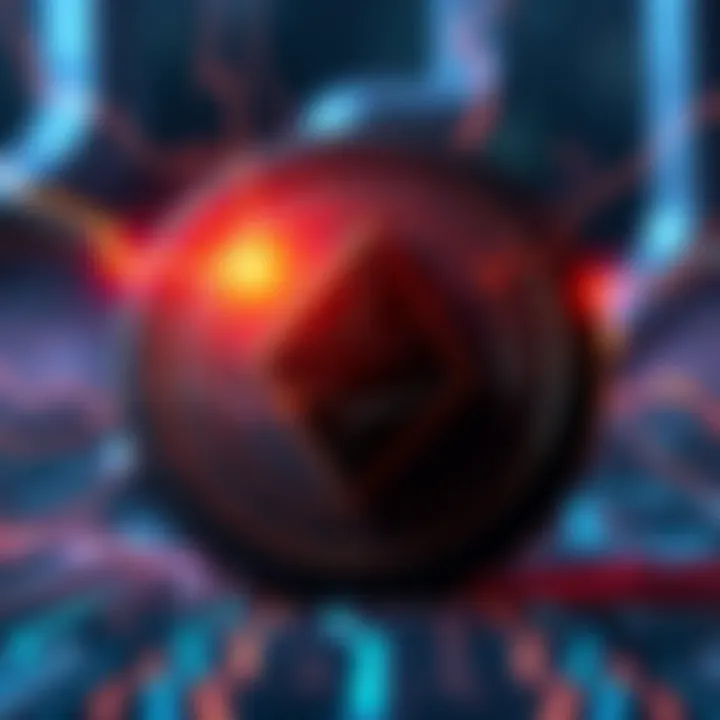 A visual representation of a Monero symbol under threat, signifying a 51% attack on the cryptocurrency network