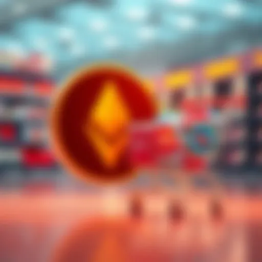 A Monero logo next to a shopping cart filled with items, symbolizing its use in everyday shopping transactions.