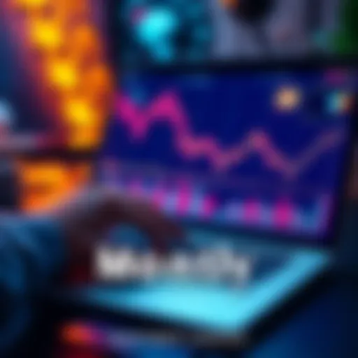 A person analyzing charts and graphs on a laptop with crypto symbols visible on the screen, representing a disciplined investment approach.
