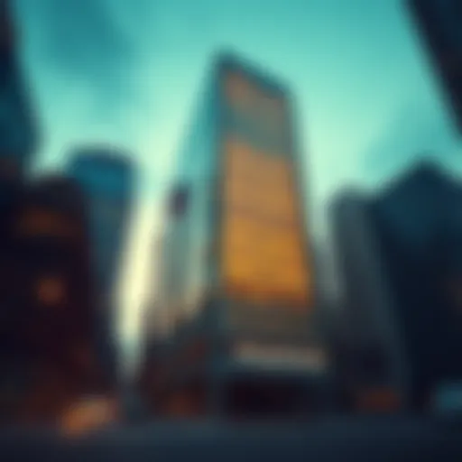 Exterior view of Morgan Stanley office building with financial district in the background