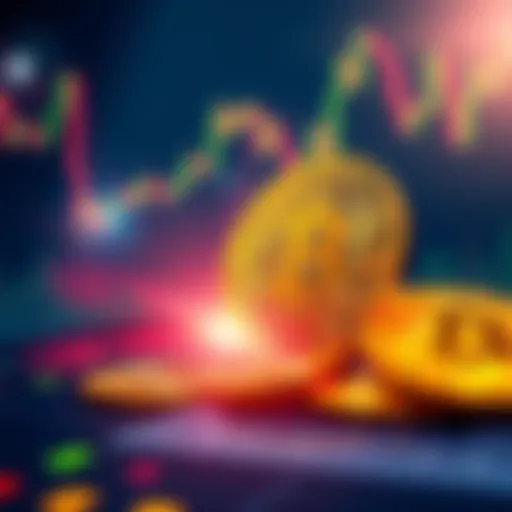 MSTR logo with Bitcoin symbols and a stock chart showing volatility