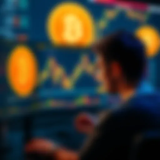 A person looking at a computer screen with Bitcoin charts and Mt. Gox logo in the background, contemplating a financial claim.