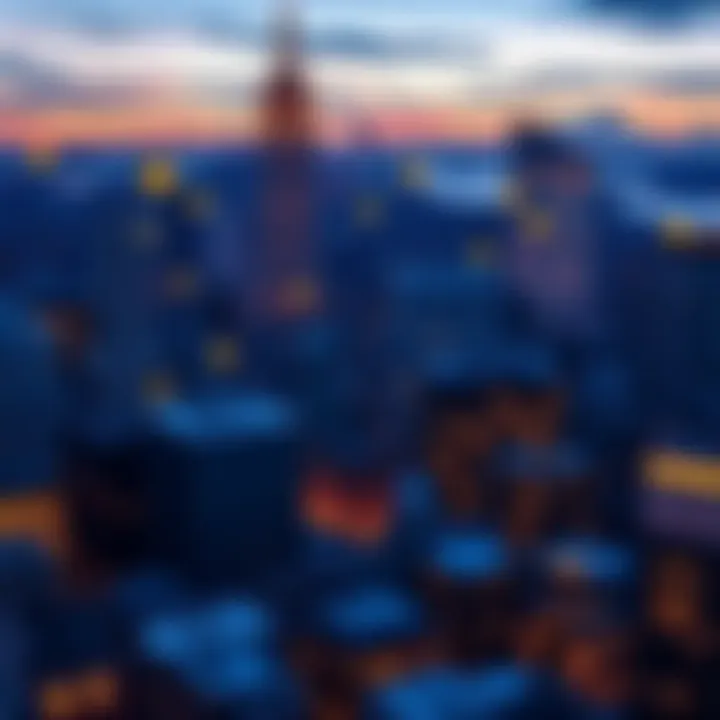 A view of New York City skyline with digital asset symbols overlay, representing the new tax on transactions.