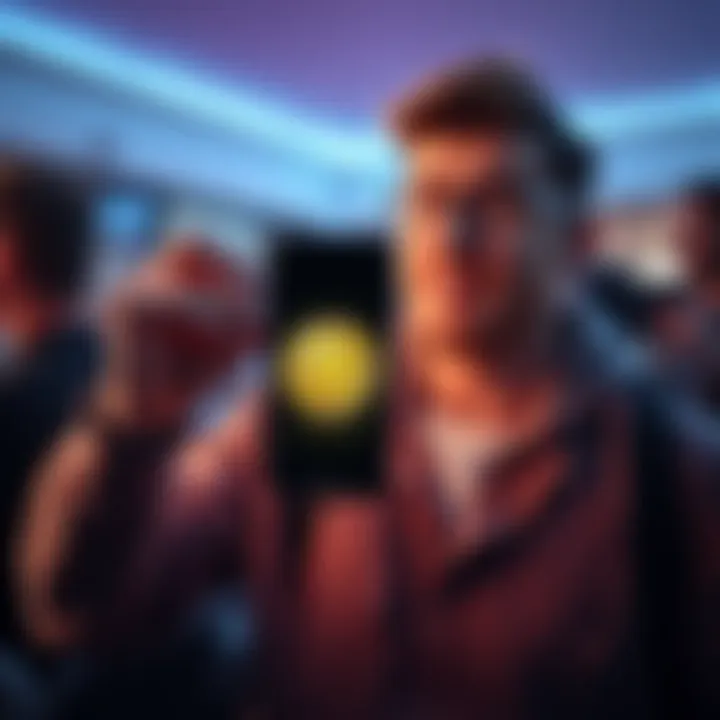 A person looking excited while holding a smartphone displaying Bitcoin on the screen, symbolizing their first investment in cryptocurrency.