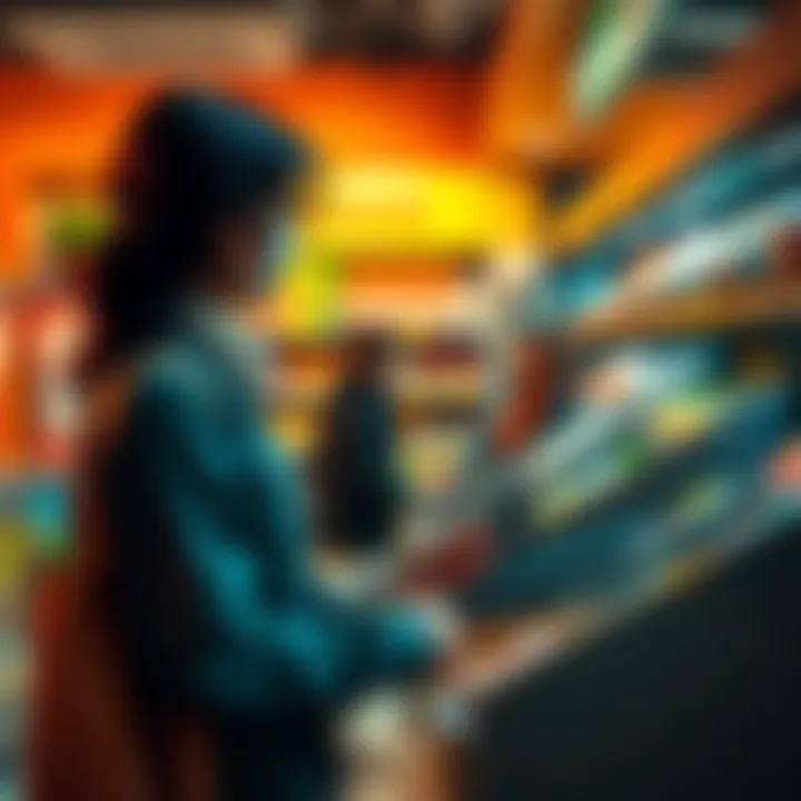 A person shopping with a Nexo Card at a grocery store checkout, showcasing a seamless crypto payment experience.