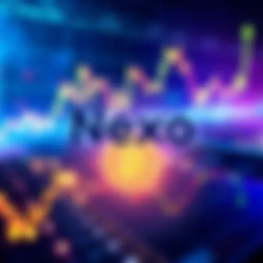 Nexo logo with a backdrop of a rising Bitcoin chart reflecting market excitement