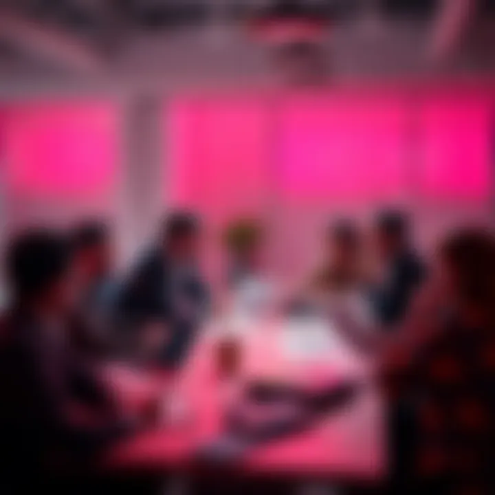 Nexo team members gathered around a table discussing plans for returning to the US, with charts and notes visible