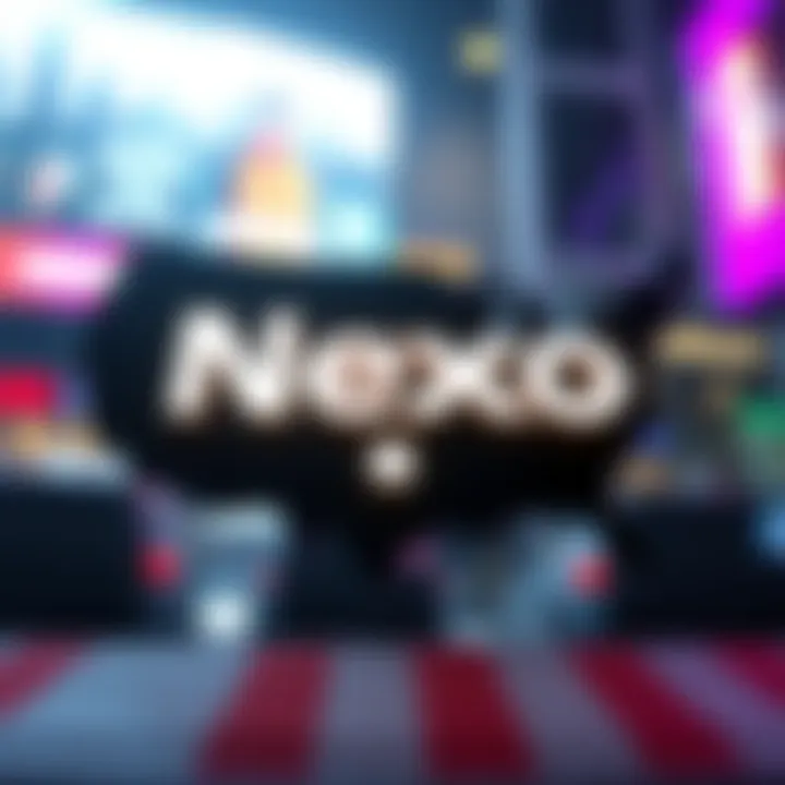 Graphic showing Nexo logo with a question mark and US map in the background, symbolizing speculation about its return to the US market in 2025