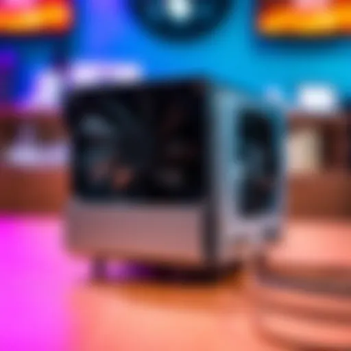 A close-up of the NMMiner 410K/HS Bitcoin miner with its sleek design and cooling fans, placed on a wooden table against a blurred background.