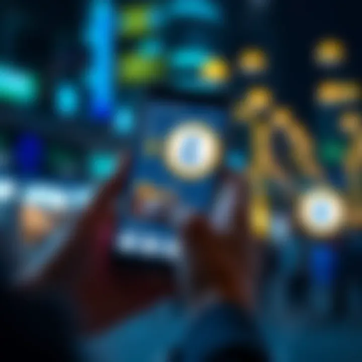A person using a smartphone to explore no-fee crypto wallets for investing gift cards in Litecoin, with icons for Litecoin and wallet displayed on the screen