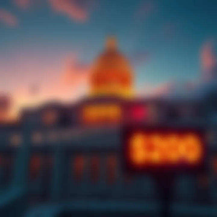 Ohio House of Representatives building with a digital currency symbol and $200 sign
