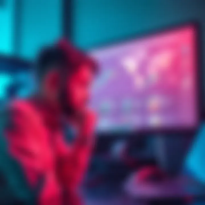A frustrated user looking at a computer screen displaying the Opensea 2 interface with stalled listings and a complicated design