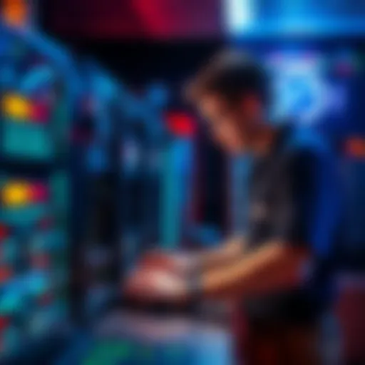 A technician working on a computer server setup focused on Ryzen and EPYC CPUs for performance enhancement