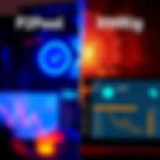 Side-by-side view of P2Pool built-in miner interface and XMRig software dashboard showcasing mining options