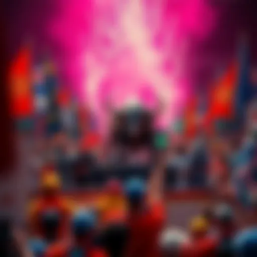 A colorful gathering of people celebrating the 2025 Crypto Currency Bull Run, with banners and signs representing various cryptocurrencies.