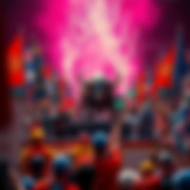 A colorful gathering of people celebrating the 2025 Crypto Currency Bull Run, with banners and signs representing various cryptocurrencies.