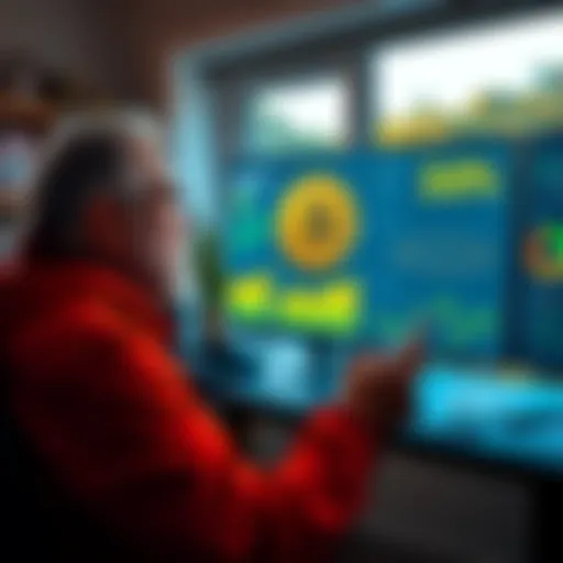 A person analyzing charts and graphs related to wrapped Bitcoin in a home office setting