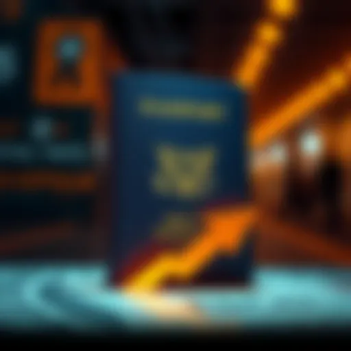 A visual showing a passport with an upward arrow symbolizing a boost in rent accrual