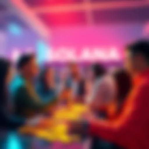 Group of people discussing and buying Solana at low prices