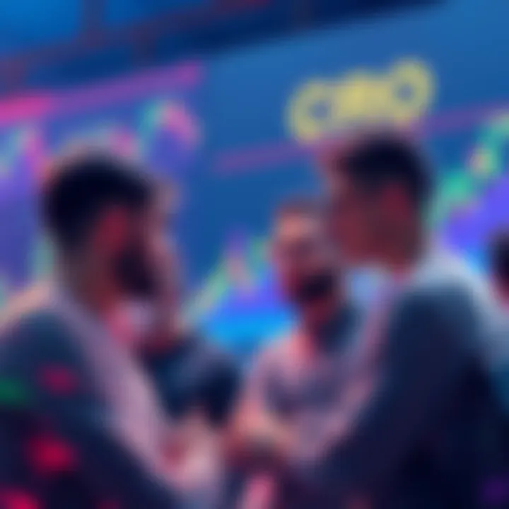 A group of people sharing thoughts on cryptocurrency strategies related to unstaking CRO, with charts and graphs in the background.