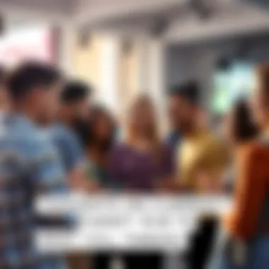 A group of diverse individuals engaging in conversation about current news topics, sharing opinions, and connecting over shared interests.