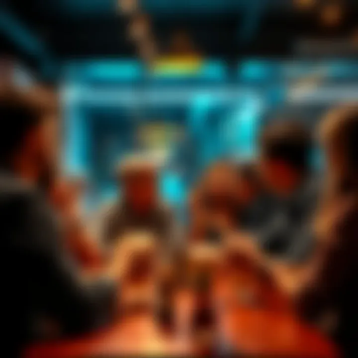 A group of people sharing diverse opinions in a lively discussion at a café.