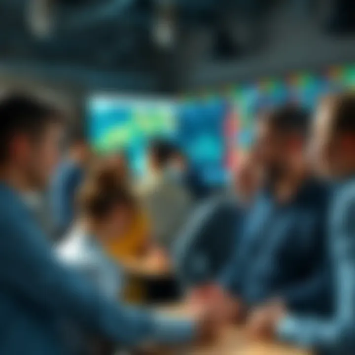 A group of people sharing opinions about various trading platforms and their features