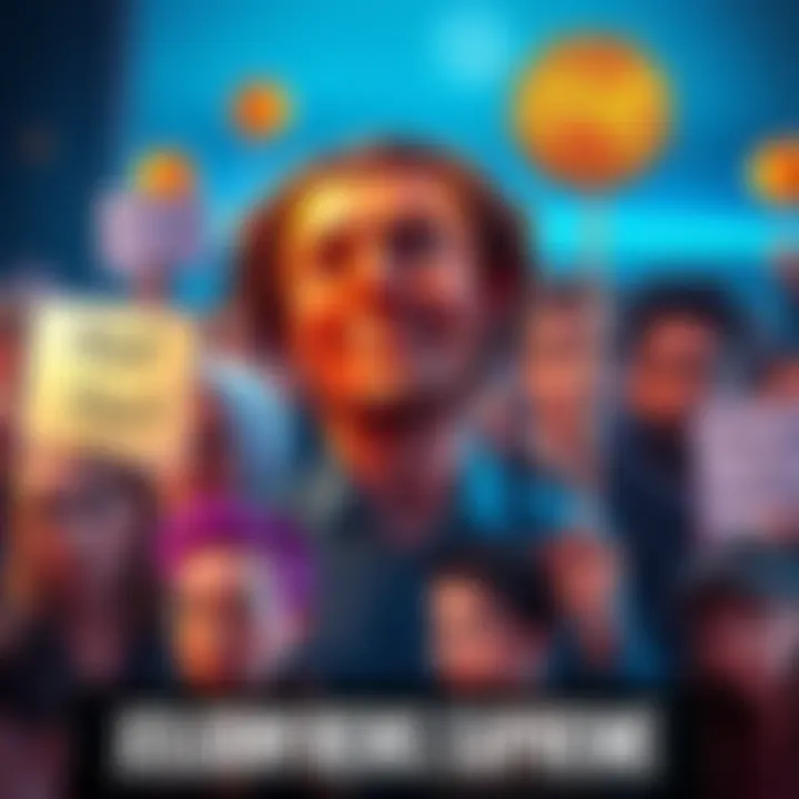 A group of people showing frustration and jealousy towards Bitcoin, with some holding signs that say 'Not fair!' and 'Missed out!'