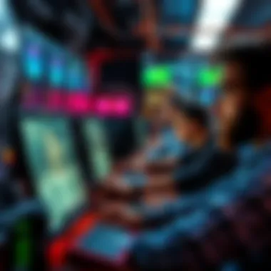 A group of average people using computers to mine Monero cryptocurrencies, showcasing interest in digital privacy and decentralization