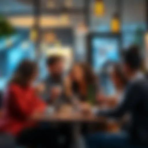 A group of people sitting together, sharing stories and laughing over coffee, capturing the essence of everyday moments