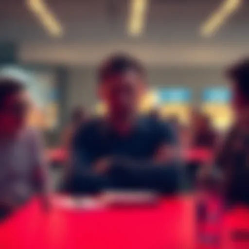 A person sitting at a table with their arms crossed, looking unhappy while discussing something with friends, highlighting the importance of voicing negative opinions.