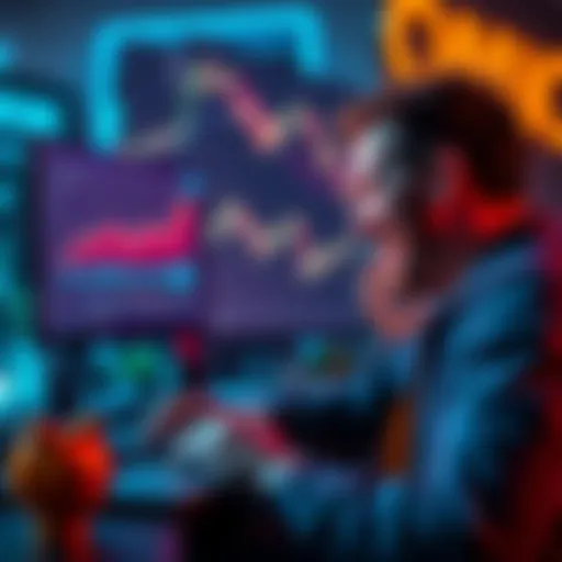 A person looking at a laptop screen with Bitcoin charts, smiling and feeling relieved, symbolizing financial freedom.