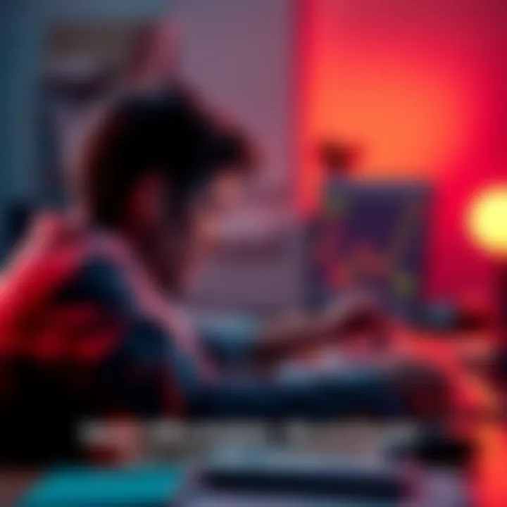 Individual sitting at a desk, worried while viewing a blockchain analysis tool on a laptop, symbolizing the search for recovery after a scam