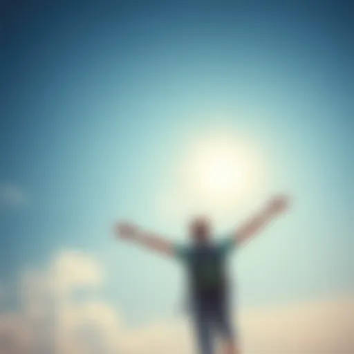 A person joyfully soaring through the clear blue sky with arms outstretched, feeling the freedom of flight.