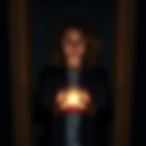 A person stands in a dark room, holding a bright, glowing light that symbolizes hope. Their expression reflects optimism and determination.