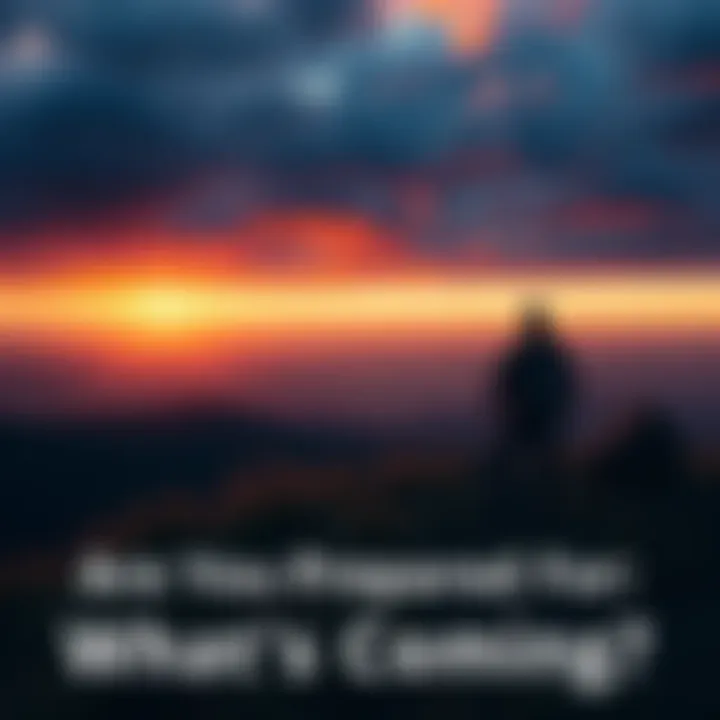 A person standing on a hilltop gazing at the horizon, contemplating the future.