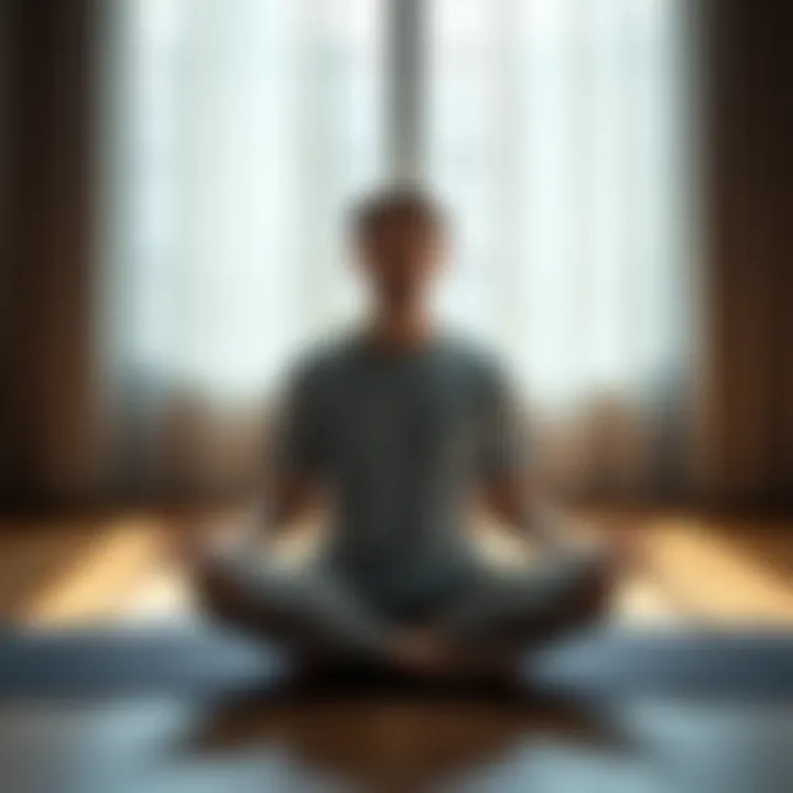 A person sitting cross-legged on a mat, focusing on mindfulness techniques to aid PTSD recovery.