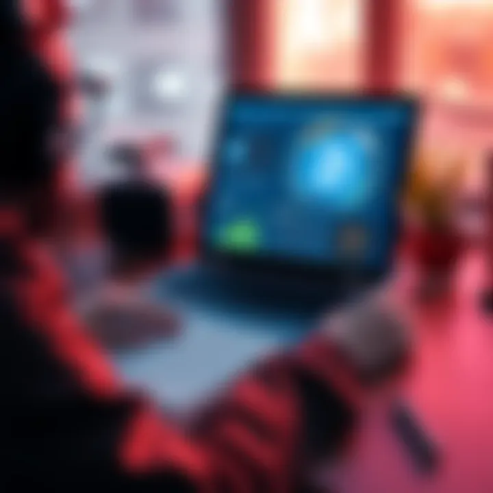 A person sitting at a desk with a laptop, looking at Dash cryptocurrency information and notes