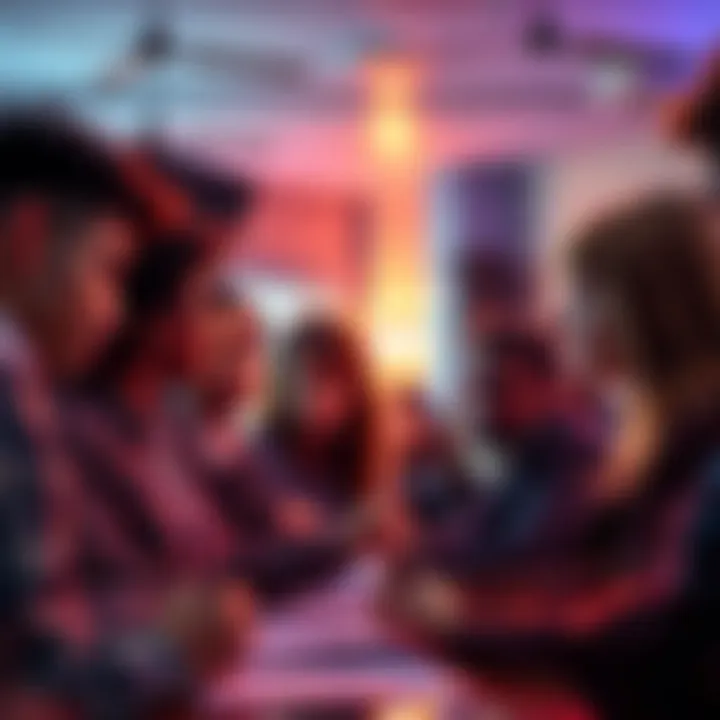 A group of people signing a petition to eliminate the Feed, looking determined and engaged in discussion